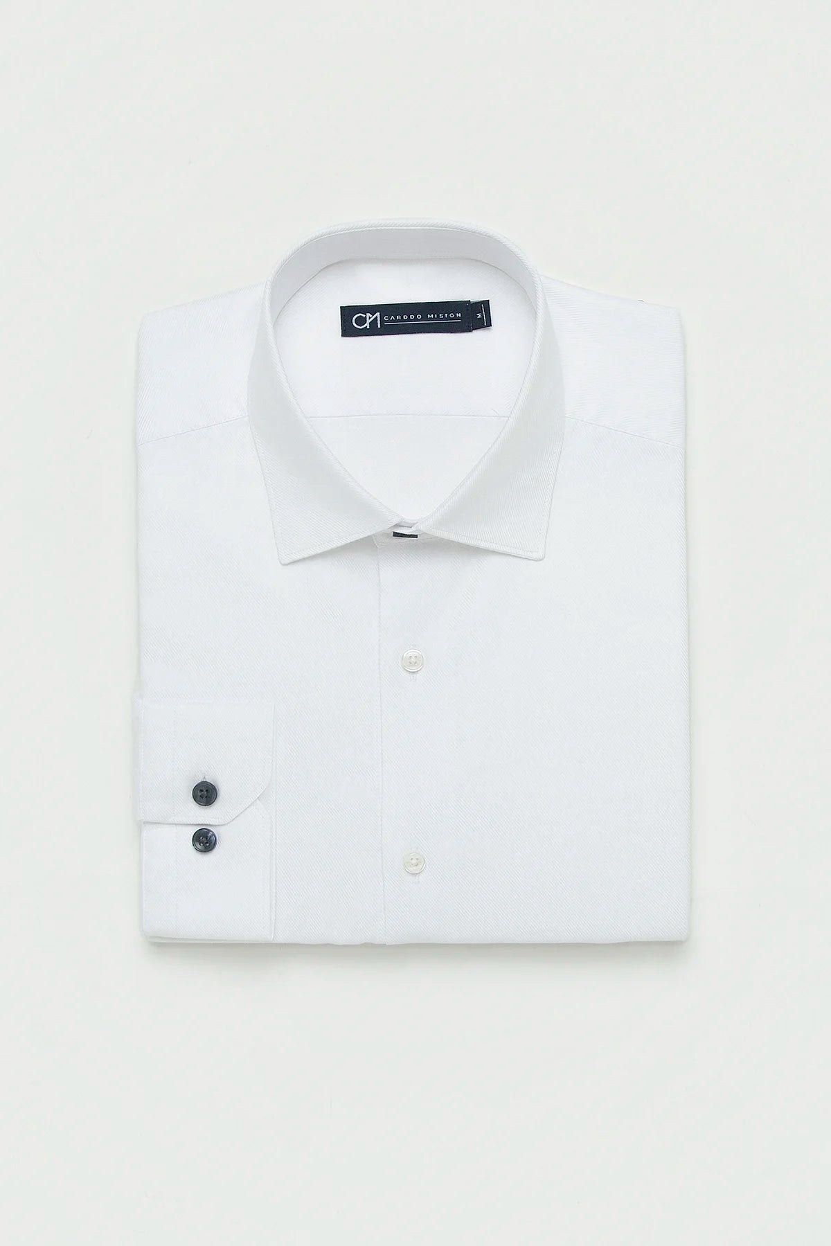 Camisa Dobby Diagonal Algodón Blanco